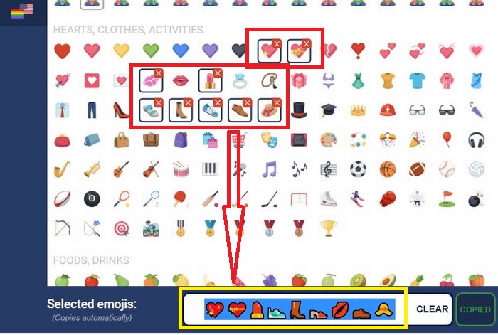 cách sử dụng icon facebook -2 Sau khi chọn xong copy các biểu tượng ở ô phía dưới cùng
