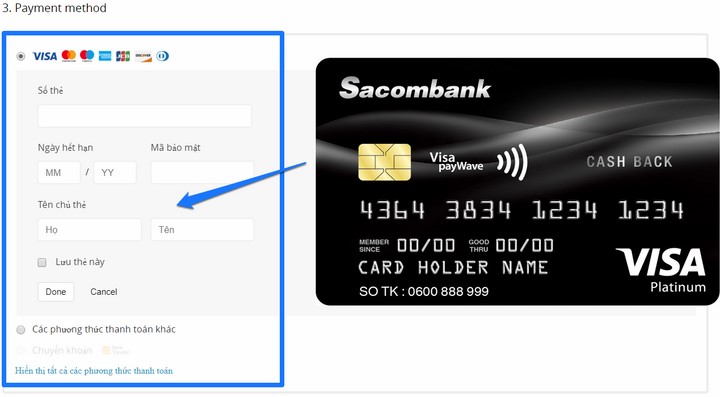 Thanh toán bằng thẻ Visa Thanh toán bằng thẻ Visa
