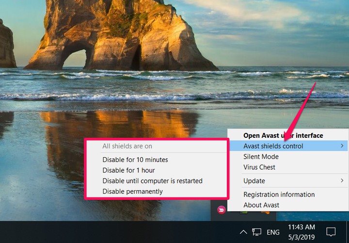 hình ảnh cách tắt Avast Antivirus tạm thời Cách tắt Avast Antivirus tạm thời 10 phút, 1 giờ ....
