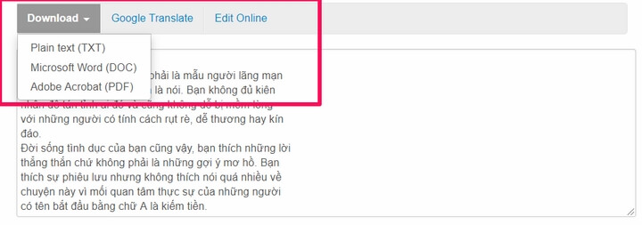 Các tùy chọn tải file text về máy tính Các tùy chọn tải file text về máy tính