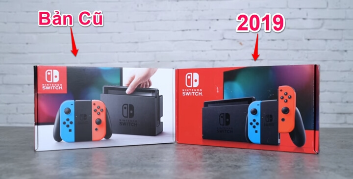 Vỏ hộp Nintendo Switch cũ và 2019