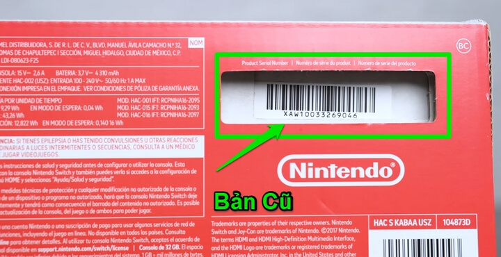 Phiên bản Nintendo Switch cũ sẽ là : XAW