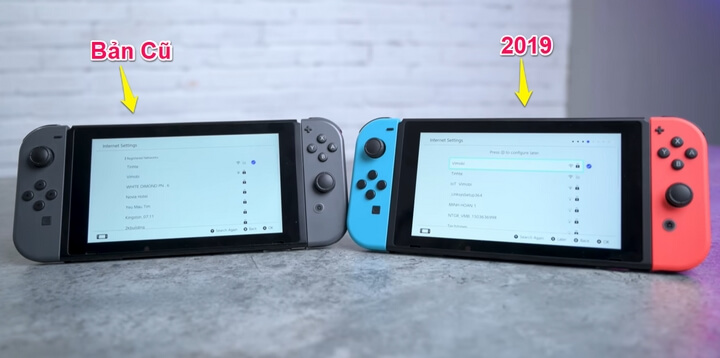 màn hình Nintendo Switch bản cũ và bản 2019