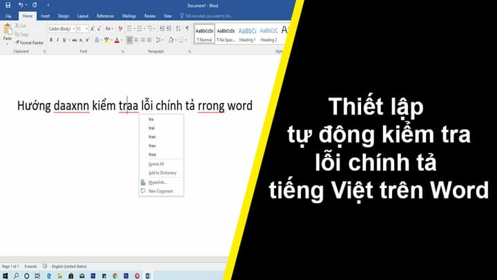 tự động kiểm tra lỗi chính tả tiếng Việt trên Word