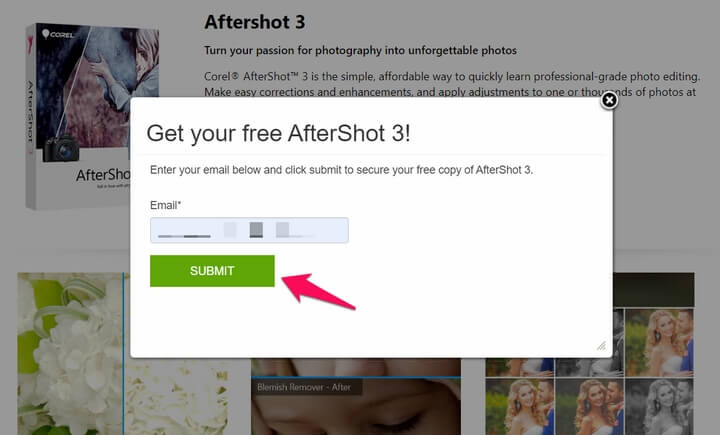 Nhập Email đăng ký và click "SUBMIT"