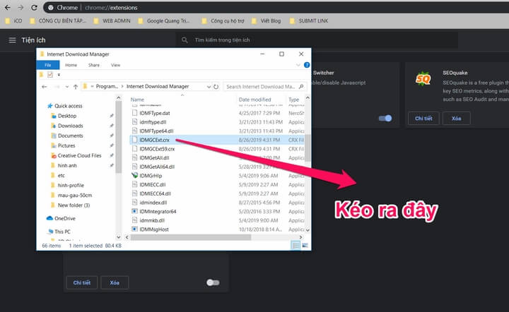 Kéo file IDMGCExt.crx thả vào tiện ích google Chrome