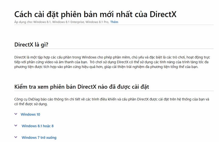 Cập nhật DirectX mới nhất Cập nhật DirectX mới nhất