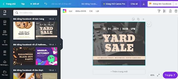 Chúng ta chọn thử mẫu “YARD SALE”.