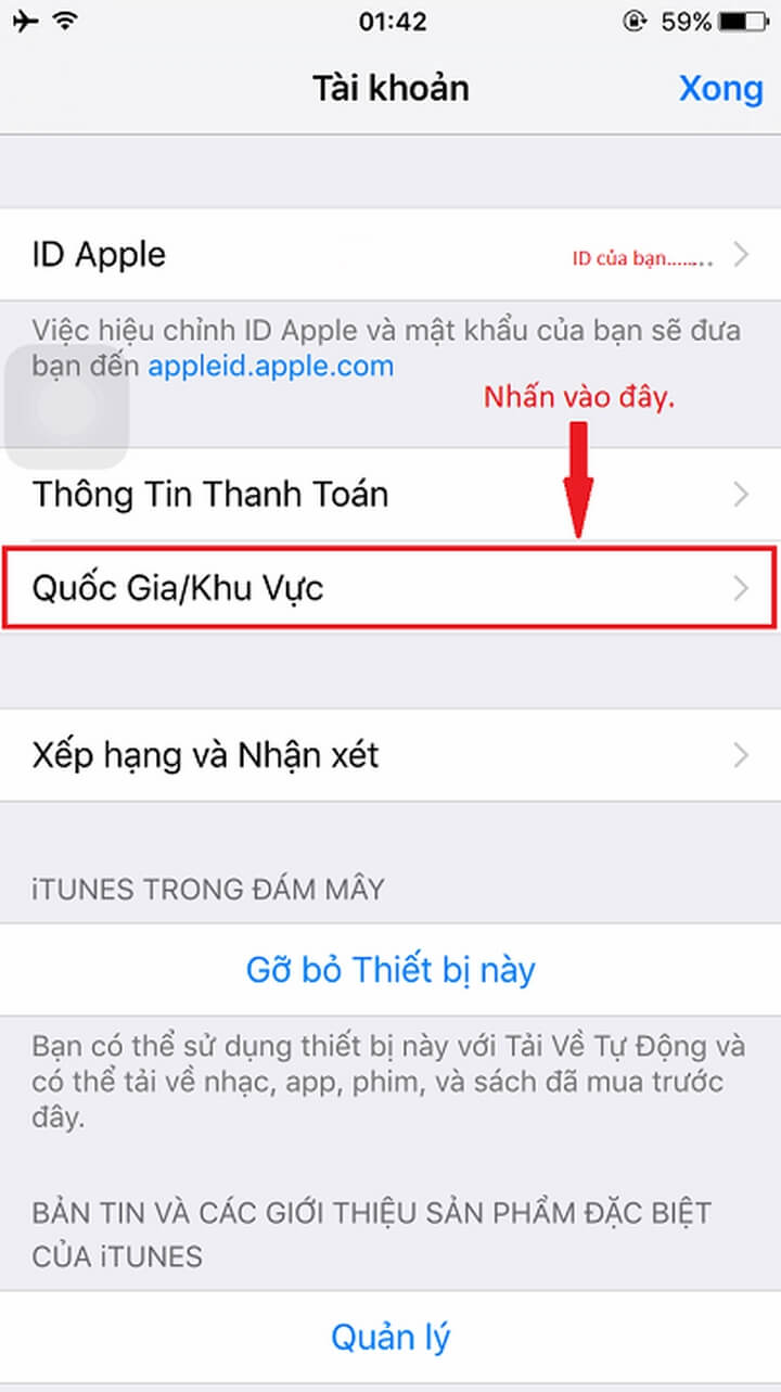 Country/Region (Quốc gia/Vùng)