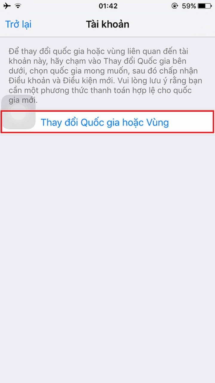 Thay đổi quốc gia hoặc vùng