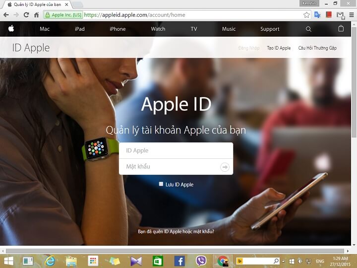 đăng nhập vào Apple ID