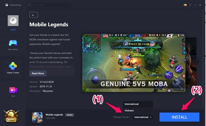 nhấn "Install" để cài đặt game.