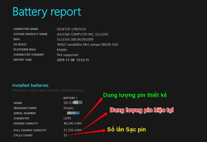 thông số về độ chai pin trên laptop thông số về độ chai pin trên laptop