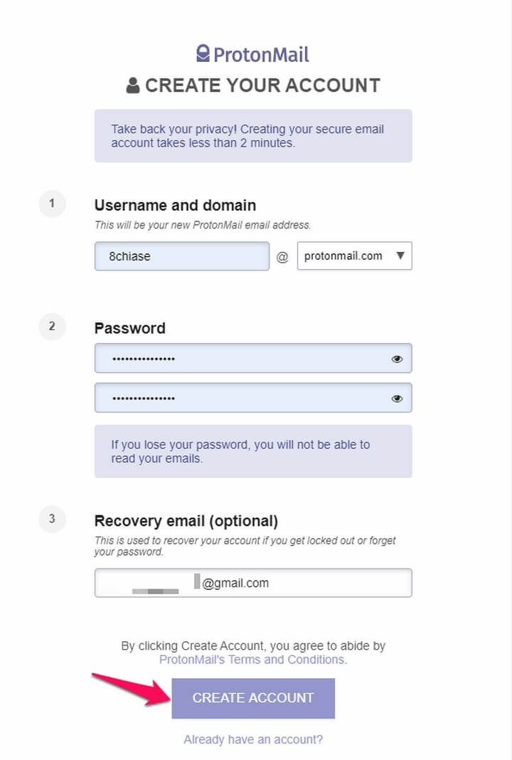 tạo một tài khoảng Protonmail tạo một tài khoảng Protonmail