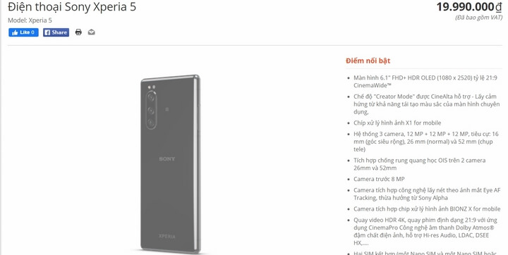 Sony Xperia 5 lên kệ vào tháng sau giá gần 20 triệu đồng Sony Xperia 5 lên kệ vào tháng sau giá gần 20 triệu đồng