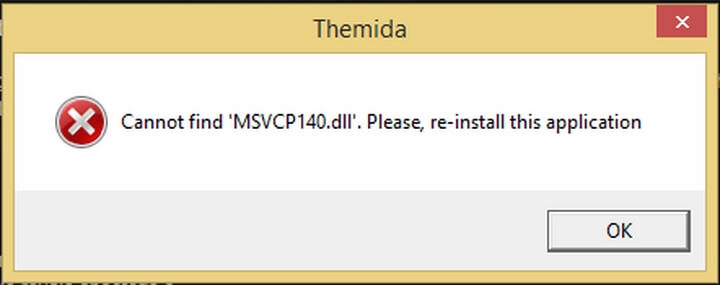 Thông báo lỗi msvcp140.dll
